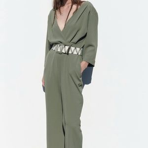 Zara limited edition belted linen jumpsuit